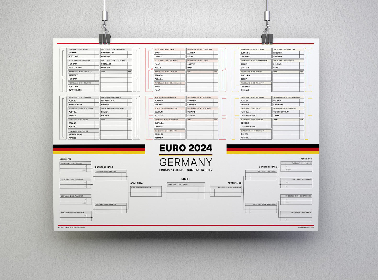 Euro 2024 Germany Wall Chart