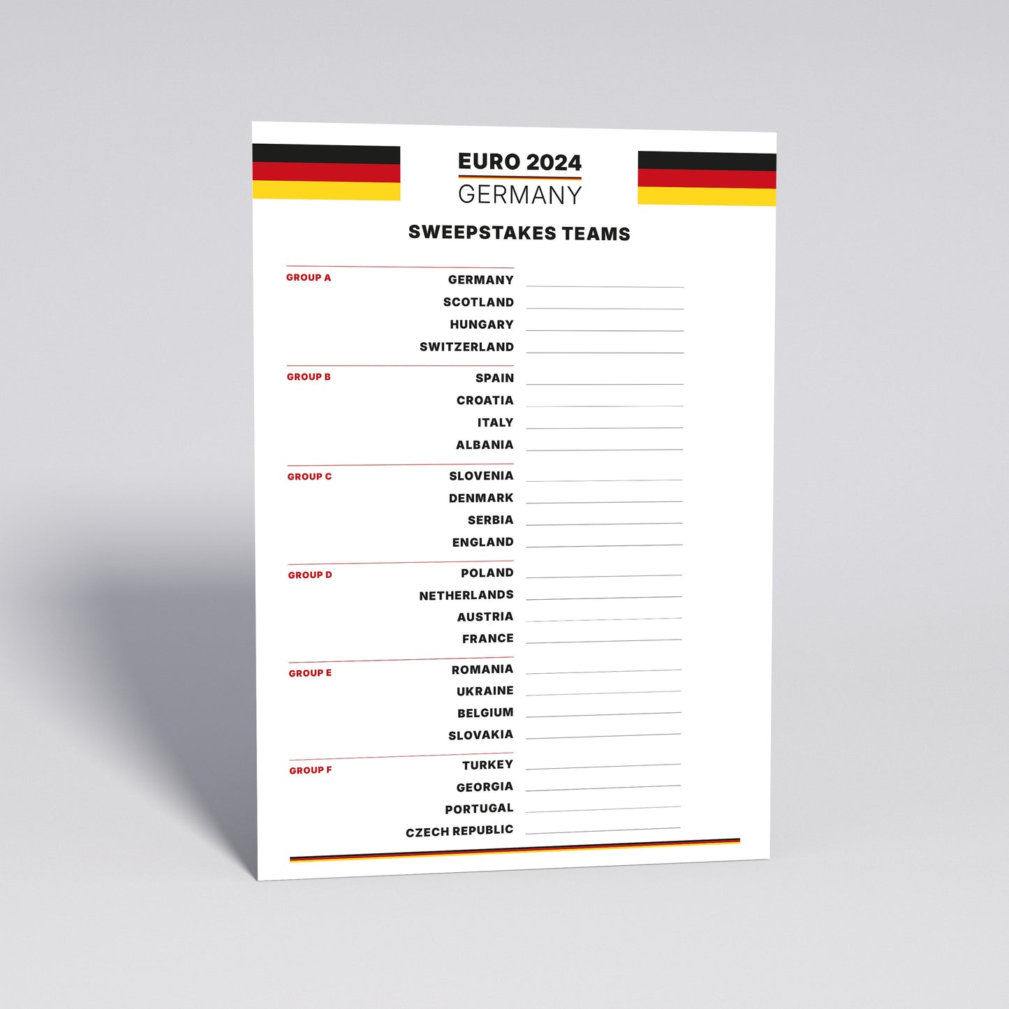 Euro 2024 Germany Wall Chart